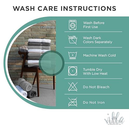 Villa Celestia 12-Piece 100% Cotton Towel Set, 4 Bath Towels, 4 Hand Towels, 4 Wash Cloth, Quick-Dry, Teal - color: Teal, size: Towel Set - Pack of 12