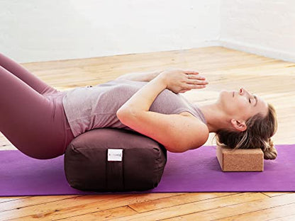 Pranayama Yoga Bolster Meditation Pillow - color: Brown, size: Rectangular 28" x 12" x 8"