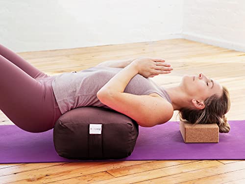 Pranayama Yoga Bolster Meditation Pillow - color: Brown, size: Rectangular 28" x 12" x 8"