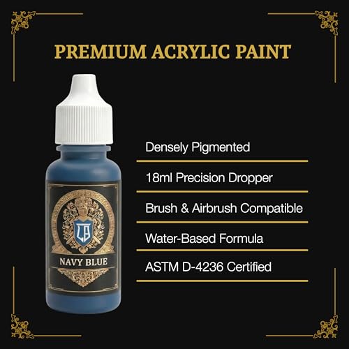 Ludus Bellum Miniature Paint Navy Blue Color 18ml Dropper Bottle, Professional Acrylic Paint for Miniatures & Models, Provides Quality Acrylic Tones and Shades for Warhammer 40K D&D Figures - color: Navy Blue