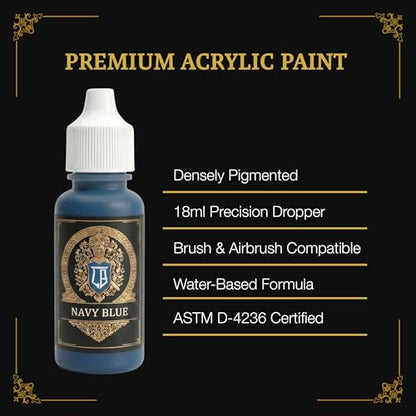 Ludus Bellum Miniature Paint Navy Blue Color 18ml Dropper Bottle, Professional Acrylic Paint for Miniatures & Models, Provides Quality Acrylic Tones and Shades for Warhammer 40K D&D Figures - color: Navy Blue