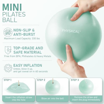 PhysKcal Pilates Kit, 15-Inch Pilates Ring with 1x Pilates Ball & 5X Bands | Aesthetic Home Pilates Equipment Set, Essential Kit for Beginners in Minimalist Style. Comes in Premium Packaging - color: Mint