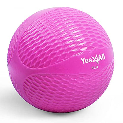 Yes4All Weighted Toning Balls for Exercise, Soft Medicine Balls for Exercise, Pilates, Yoga, Balance, Flexibility, 2-10lbs - color: Pink, style: B. Diamond Grip - Knurl