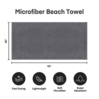 JML Microfiber Bath Sheet Towels, 2 Pack, 35" x 70", Grey - color: - Grey, size: 2 Pack (35 in x 70 in)