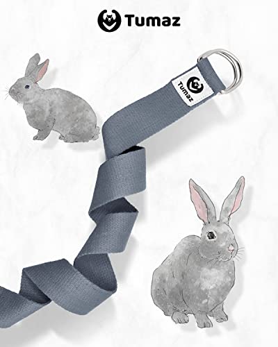 Tumaz Yoga Strap for Stretching with Adjustable D-Ring, 6/8/10 ft | Adjustable D-Ring | Soft Cotton Blend | 15+ Colors | Non-Elastic Yoga Belt for Pilates Stretching & Physical Therapy - color: 12. Gray, size: 8 Feet (with Storage Band)