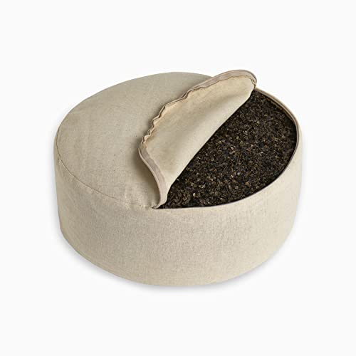 renoo Round Organic Meditation Cushion Zafu - Buckwheat Meditation Pillow for Yoga and Mindfulness - Adjustable Height - Floor Cushion - GOTS Certified Cotton Washable Cover - 13x7 - dawn - color: Dawn