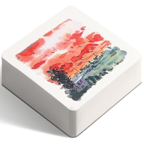 FLUNBRATO Watercolor Sketchbook 80 Sheets,3.5 x 3.5 Inch,100% Cotton Mini Travel Watercolor Paper Pad,Cold Press 140LB 300GSM,Two-Edge Glue Binding Compact Painting Notebook Mixed Media for Painting - color: Cold Press, size: 3.5 x 3.5 Inch