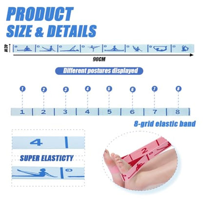 Elastic Yoga Stretching Strap with Loops, CEILIWEN Stretch Straps for Physical Therapy, Pilates Stretch Band, Elastic Exercise Bands, Leg Stretching Strap, Stretch Resistance Bands for Exercise - color: 8 Loops - Blue & Pink