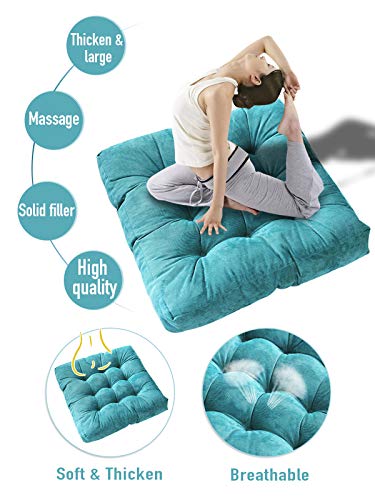Tiita 22 Inch Square Floor Cushions, Floor Pillow for Sitting, Blue - color: (Square)|blue