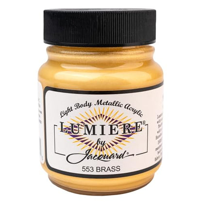 Jacquard Lumiere 2.25oz Fabric Paint Brass - Metallic Paint for Fabric, Leather, Canvas, Paper and Wood - Light-bodied Metallic Acrylic Paint - Lightfast & Vibrant Metallic Acrylic Paints - color: Brass, size: 2.25 Fl Oz (Pack of 1)