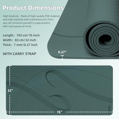 Yoga Mat High Density Exercise Mat, 76"x32"x0.27"Thick Wide & Large Yoga Mat for Women Men, Professional POE Workout Mat for Yoga, Pilates, Fitness & Stretching