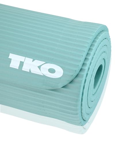 TKO Extra Thick Exercise Yoga Mat with Carrying Strap - color: Green / Gray
