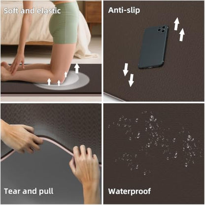 Extra Wide Yoga Mat 76"x40"x10mm TPE Non-Slip Fitness Exercise Mat - color: Brown Beige