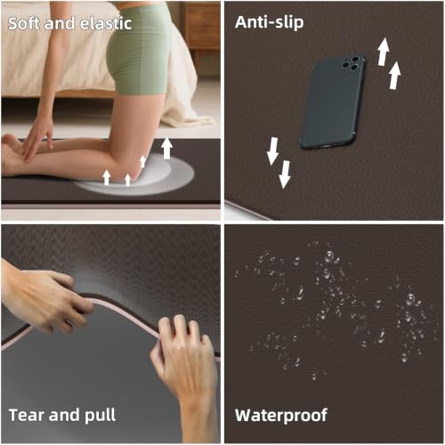 Extra Wide Yoga Mat 76"x40"x10mm TPE Non-Slip Fitness Exercise Mat - color: Brown Beige