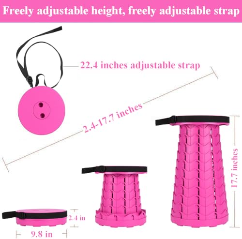 Fishboy Upgraded Collapsible Stool, 400lbs Max Weight, Lightweight But Sturdy, Portable Retractable Folding Telescoping Foldable Camping Stool for Adults Outdoor Fishing Hiking BBQ - color: All Purple Pink
