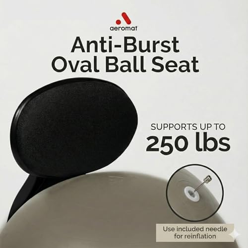 Aeromat Elite Yoga Ball Chair Active Sitting & Adjustable Height 250lbs Cap - color: Red