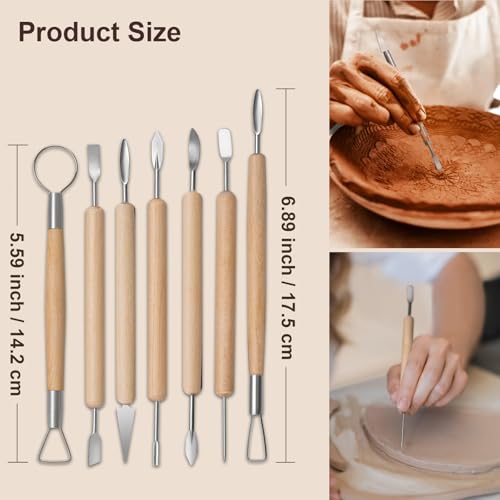 Amrules 38 Pcs Polymer Clay Sculpting Tools Kit for Adults, Light Yellow | Multi-Functional for Carving, Dotting & Molding, Ideal for Art Class & Pottery Studio, Comes with Zipper Storage Bag - color: Lightyellow-38Pcs