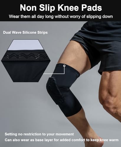 SUJAYU 2 Pack Knee Compression Sleeves Men Women, EVA Honeycomb Light Compression Leg Sleeves, Wrestling Knee Sleeve Volleyball Knee Sleeve Basketball knee Sleeve (Black, X-Large) - color: Black, size: X-Large