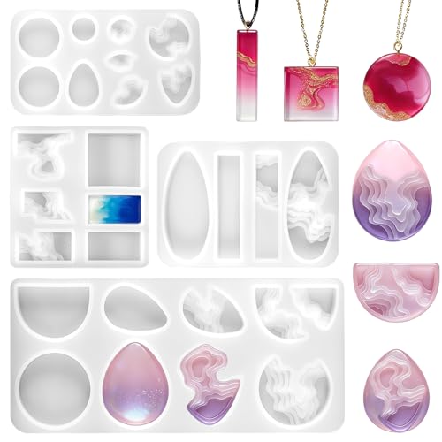 4 Pcs Resin Jewelry Molds Island Resin Pendant Molds for Casting Island Silicone Mold for Necklace Keychain Earring Pendant Ocean Themed Style Silicone Epoxy Mold for Clay UV Epoxy Resins DIY Gift
