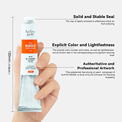 Paul Rubens Oil Paint, 12 Neon Colors, 50ml Large Tubes, Faster Drying Time | High Saturation, Art Supplies for Artists, Students, Beginners - color: 12 Neon Colors