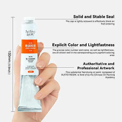 Paul Rubens Oil Paint, 12 Neon Colors, 50ml Large Tubes, Faster Drying Time | High Saturation, Art Supplies for Artists, Students, Beginners - color: 12 Neon Colors