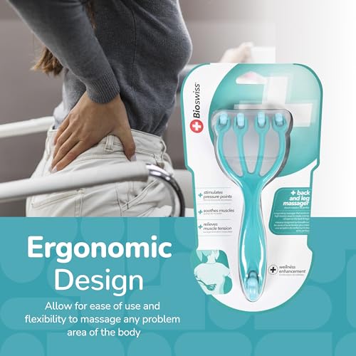 BioSwiss Claw Massage Roller, Handheld Muscle Massager with 5 Rotating Heads for Back, Legs, and Shoulder - style: Roller Claw