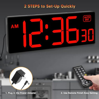Soobest Digital Wall Clock with Seconds for Gym | Remote Countdown Timer, Large LED Display, 5 Dimmer (10.2 Inch Red) - color: 10.2“ Red