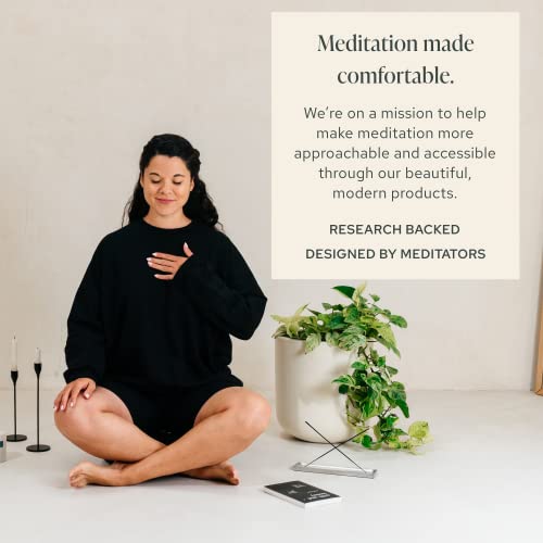 Mindful & Modern Meditation Cushion & Zabuton Meditation Mat Bundle - 100% Cotton Meditation Cushion Set for Yoga - Buckwheat Crescent Shaped Zafu Floor Pillow Rectangular Mat - Minimal Black Color