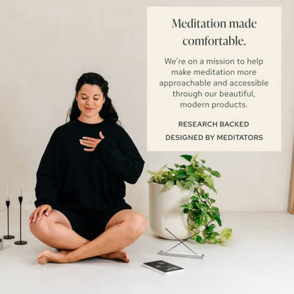 Mindful & Modern Meditation Cushion & Zabuton Meditation Mat Bundle - 100% Cotton Meditation Cushion Set for Yoga - Buckwheat Crescent Shaped Zafu Floor Pillow Rectangular Mat - Minimal Black Color