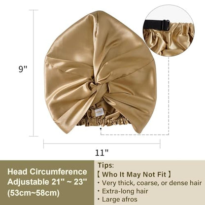 ZIMASILK 22 Momme 100% Mulberry Silk Bonnet for Sleeping Women, Gold - color: Gold