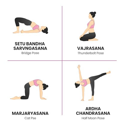 JAZZY BLANC Yoga Poses Poster with Magnetic Frame – 36 x 24-inch Premium Yoga Poster – Waterproof Yoga Poster – Yoga Accessories – Yoga Wall Art with 77 Yoga Poses and Stretches. (Pink)