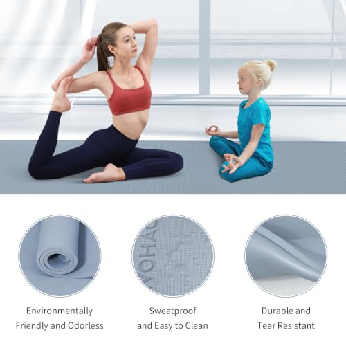 Extra Wide & Thick 8mm Yoga Mat, 72"x31.5" | Large Non Slip Exercise Mat, Premium POE Material, Superior Cushioning & Stability, With Strap for Home Gym, Pilates - color: Haze Blue