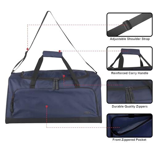 Lightweight Canvas Duffle Bags for Men & Women For Traveling, the Gym, and as Sports Equipment Bag/Organizer - color: Navy