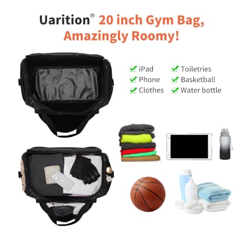 Uarition Gym Bag for Men & Women - 50L Large Travel Duffle Bag Marble Black - color: Marble Black