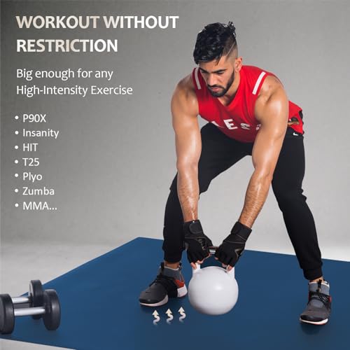 GXMMAT Large Exercise Mat 6'x4'/6'x5'/6'x6'(7mm) | High-Density Wide Workout Mats for Home Gym & Garage Flooring,Non-Slip Thick Cardio Mat for MMA,Weights,Fitness,Shoe-Friendly - color: Navy Blue, size: 6*6 FT