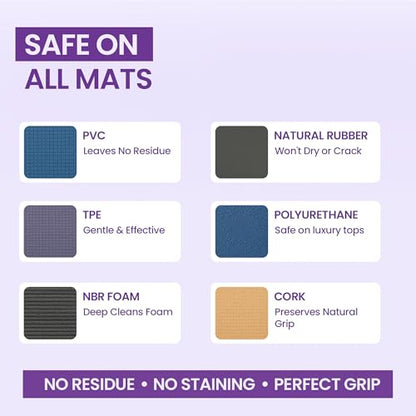 Flexies Foaming Yoga Mat Cleaner Spray Kit, Plant Based Non Toxic Mat Cleaner with Brush and Microfiber Cloth, Yoga Essentials for Women and Men, Pilates Mat Care, Lavender - color: Lavender