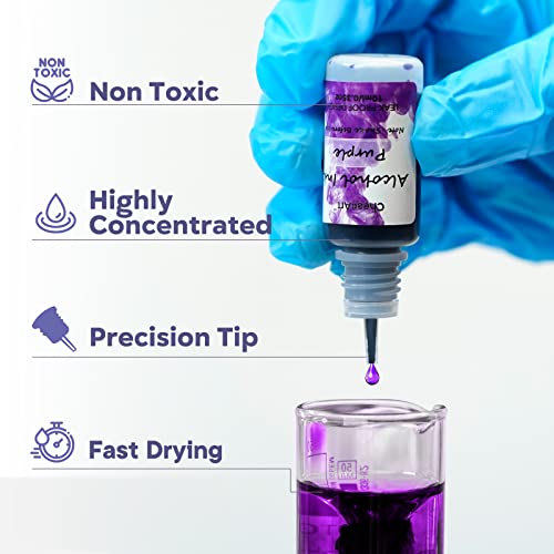 CHEAPART Alcohol Ink Set 24 Vibrant Colors(Each 0.35oz), Paint Resin Dye | Concentrated Fast Drying Pigment, Alcohol-Based Resin Ink for Epoxy Art Tumblers Coasters Acrylic Fluid Painting Crafts - size: 24 PCS