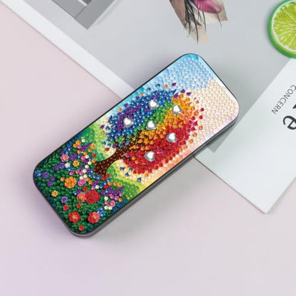 FlyingMage 5D Diamond Art Painting Kit, Hard Shell Eyeglasses Glasses Case | Floral Tree DIY Diamond Dots, Small Gem Art Painting Mosaic Kits, Cute Sunglasses Case for Adults Beginner Women Teen - color: Multicolor Tree