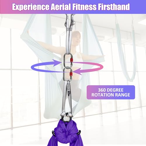 Aerial Silks Kit & Aerial Yoga Hammock - 11Yd Premium Fabric with Hardware | Easy Setup for Flying Yoga, Aerial Swing & Fitness - Supports Up to 14ft Rigging(Navy) - color: Dark Purple