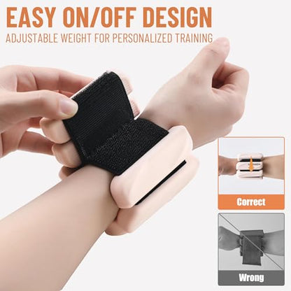 Ankle Wrist Weights for Women 2lbs/4lbs Pairs Adjustable Silicone Weights - color: Beige, size: 2 lbs Pair (1 lb Each)