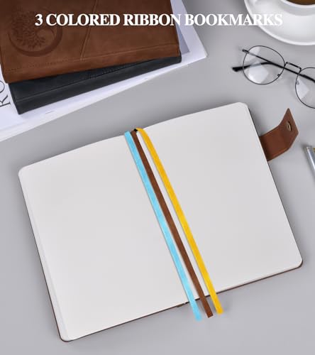 PAIBAS Blank Journal Notebook, A5 Hardcover Leather Sketchbook with 200 Pages Thick Blank Paper for Men Women, Unlined Drawing & Writing Journal, 5.9" x 8.4" Plain Notebook (dark brown) - color: Dark Brown, size: Blank Page