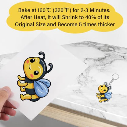 161 Pcs Shrink Paper Keychain Kit,30 Shrink Plastic Sheets for Teens | Includes 7.9 x 5.7 inch sheets,hole punch,lobster clasps and jump rings for coloring,keychains and charms