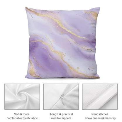 Purple Marble Decorative Throw Pillow Covers 18x18 Inch - color: Purple Marble