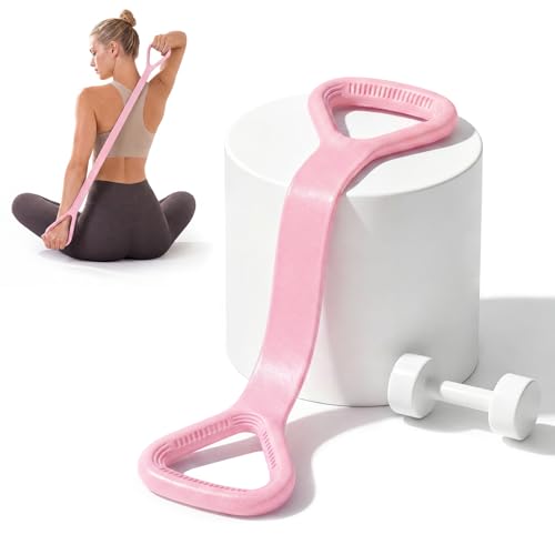 Figure 8 Fitness Resistance Bands, Elastic Bands for Working Out | 30 lb Tension Rope for Arm, Back and Shoulder Training, Workout Equipment for Physical Therapy, Yoga, Pilates, Stretching - color: Pink