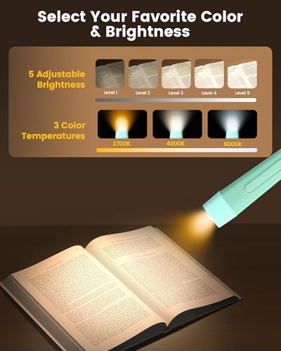 Glocusent Neck Light with Timer, 100 Hours Book Light for Bedtime Reading | Neck Reading Light, 3-Color, 5 Brightness, Bendable, Ergonomic, 1600mAh, Rechargeable, Eye Care, Sleep Aid, Travel Lock, Gift - color: Mint Green