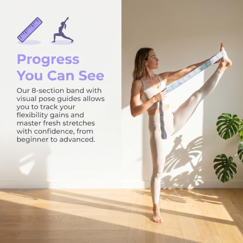 Stretch Bands, 8-Loop Adjustable Stretching Strap, Resistance Bands for Exercise Yoga Pilates Dance Gymnastics - color: Purple