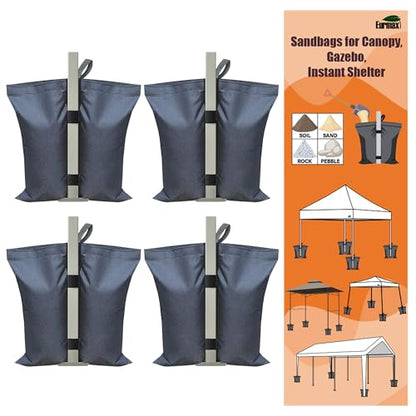 Eurmax USA 130LBS Weight Capacity Pop up Gazebos Weights Sand Bags for Pop up Canopy Tent Pergola Outdoor Instant Canopies, 4-Pack (Without Sand) Grey - color: Gray, style: Twin Cylinder Sand