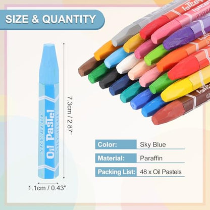 PATIKIL Sky Blue Oil Pastels, 48Pcs Soft Oil Crayons Pastels Stick Vibrant and Creamy Art Supplies Bulk for Artists Beginners Art Painting Drawing Blending Graffiti Gallery - color: Sky Blue