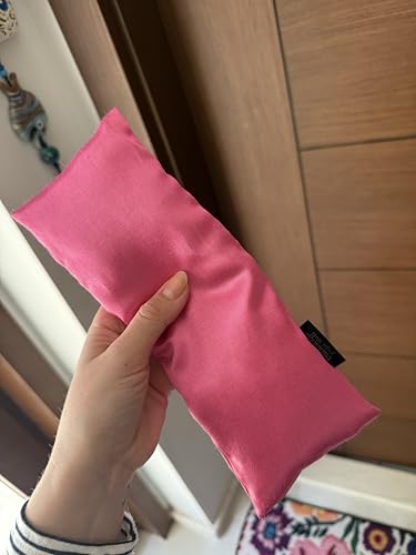 Weighted Lavender Eye Pillow for Yoga, Travel – Sateen Cotton Cover, Flax Seed Filling, Natural Lavender, Hot & Cold Use - color: Purple