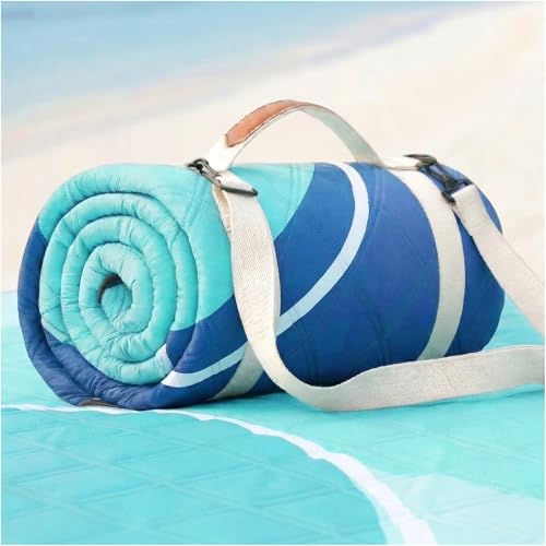 RYCHIC Waterproof Beach Blanket Picnic Outdoor Camping Mat Rug Oversized Extra Large Foldable Sandproof Sand Free Big XL Giant Towel Hawaii Honeymoon Essentials Women Summer Must Have Vacation Gift - color: Abstract Aqua
